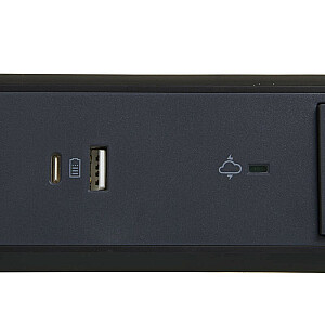 Pagarinātāja kabelis 3x2PZ + USB A/C 1,5m melns