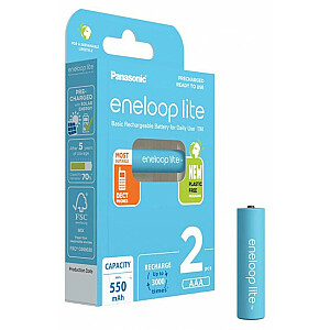 Panasonic rechargeable batteries ENELOOP Lite BK-4LCCE/2BE, 550 mAh, 3000 (2xAAA)