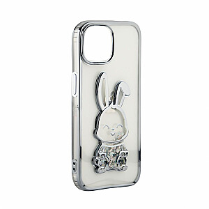 iLike Apple iPhone 15 Silicone Case Print Desire Rabbit Silver