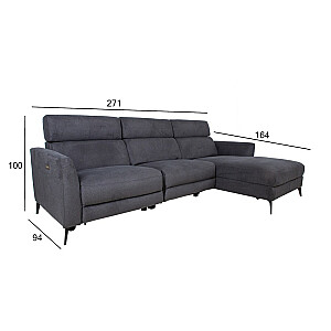 Угловой диван DAYTON RC, электрическое кресло, темно-серый