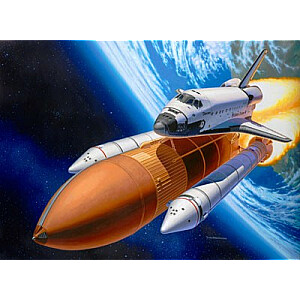 Kosmosa kuģa Discovery un nesējraķetes plastmasas modeļi