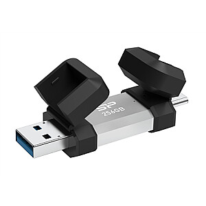 SILICON POWER 256 GB, USB TYPE-A and TYPE-C FLASH DRIVE, MOBILE C51, Silver