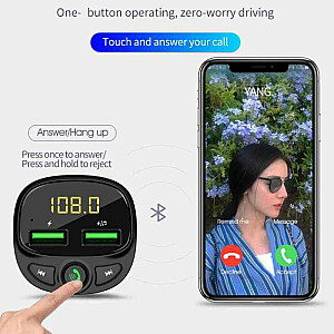 FM raidītājs Bluetooth / MicroSD / 2x USB-A + automašīnas lādētājs 17W melns