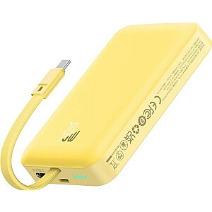 Baseus Magnetic Mini MagSafe 10000мАч 30Вт со встроенным кабелем Lightning - желтый + кабель Baseus Simple Series USB-C - USB-C 60Вт 0,3м