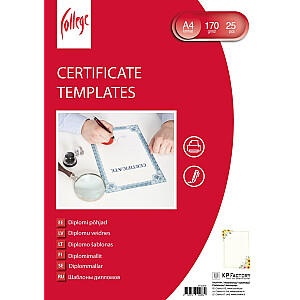 Diplomi põhjad College kartong A4/25, 170g/m2, Kollased lilled