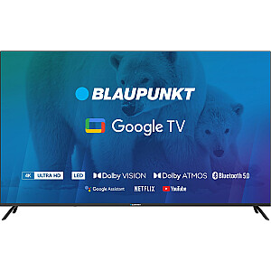 TV 65" Blaupunkt 65UBG6000S 4K Ultra HD LED, GoogleTV, Dolby Atmos, WiFi 2,4-5 GHz, BT, melns