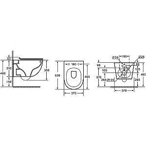 Pie sienas piekarināms tualetes pods Flory Rimless + bļodas vāks Soft Close