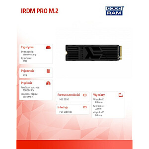 Твердотельный накопитель Goodram GOODRAM IRDM PRO 4 ТБ M.2 PCIe Gen4x4