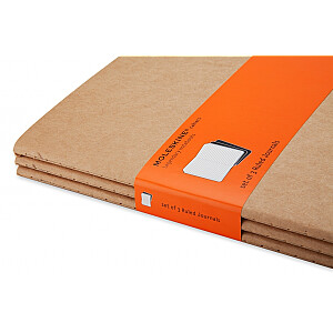 Блокнот в линейку Moleskine Cahier, 19х25см, мягкая обложка, в упаковке 3шт, коричневый