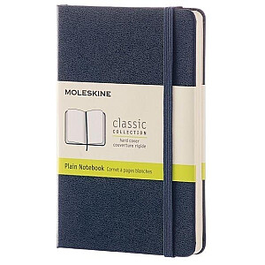 Bloknots Moleskine Classic 9x14cm, baltās lapas, cietie vāki, zils