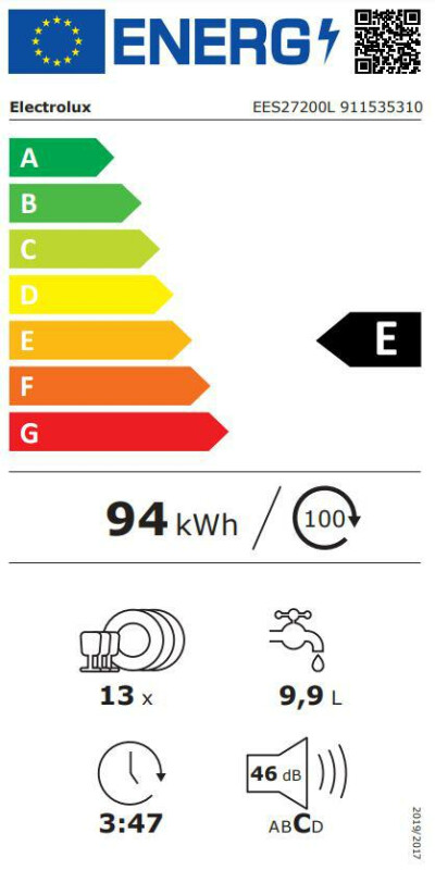 Встраиваемая посудомоечная машина ELECTROLUX EES27200L