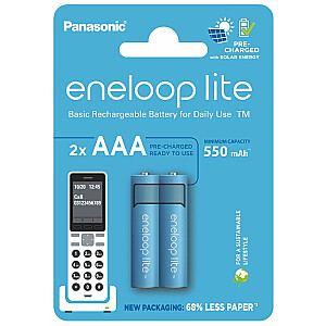 Panasonic rechargeable batteries ENELOOP Lite BK-4LCCE/2DE, 550 mAh, 3000 (2 x AAA)