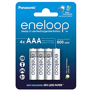Panasonic rechargeable batteries  ENELOOP BK-4MCDE/4BE, 800 mAh, 2100 (4xAAA)