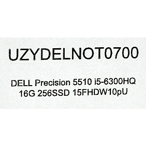 Lietots DELL PRECISION 5510 i5-6300HQ 16GB 256GB 15" FHD (M1000M) Win10pro SSD
