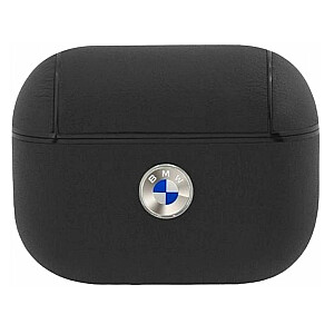 BMW BMW BMAPSSLBK AirPods Pro cover czarny/black Geniune Leather Silver Logo