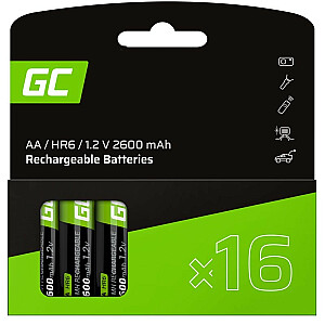 Uzlādējamās baterijas AA R6 2600 mAh, 16 gab. 