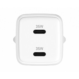 Сетевое зарядное устройство USB C 2x18 Вт, 3 А Power Delivery 3.0 QC3.0 Белый