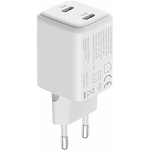 Ładowarka sieciowa USB C 2x18W 3A Power delivery 3.0 QC3.0 Biała