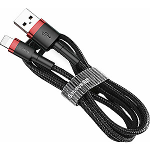 Baseus Cafule kabelis USB kabelis Izturīgs neilona USB / zibens kabelis QC3.0 2.4A 0.5M melns / sarkans (CALKLF-A19) universāls