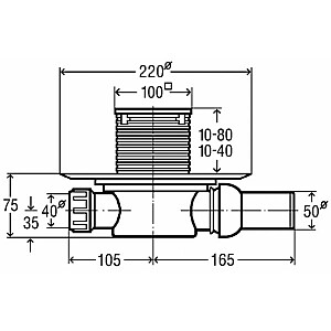 Сифон душевой DN50 (100x100), горизонтальный