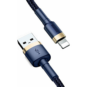 Kabel USB Baseus Cafule Lightning kabelis, 200cm, tumši zils / zelts