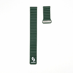 Connect 20mm Flat head Leather - Silicone Loop Magnetic Strap (130mm M/L) Forest Green