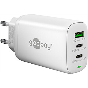 Goobay 61759 USB-C PD 3x многопортовое быстрое зарядное устройство (65 Вт), белый