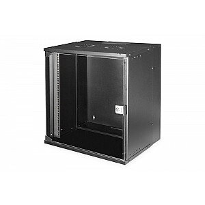 Шкаф сетевой настенный 19" 12U, SOHO PRO 595 x 540 x 400 мм, грузоподъемность 60 кг, стеклянная дверь, в разложенном виде, черный