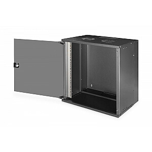 Шкаф сетевой настенный 19" 12U, SOHO PRO 595 x 540 x 400 мм, грузоподъемность 60 кг, стеклянная дверь, в разложенном виде, черный