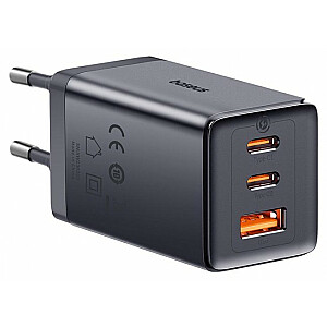 Baseus GaN5, 2x USB-C + USB, 65 Вт + кабель 1 м (серый)