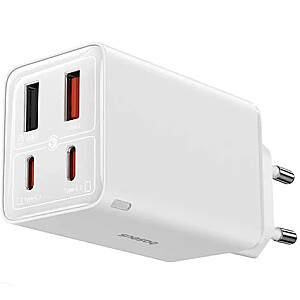 Baseus GaN6 Pro, 2xUSB-C + 2xUSB, 65 W (balts)