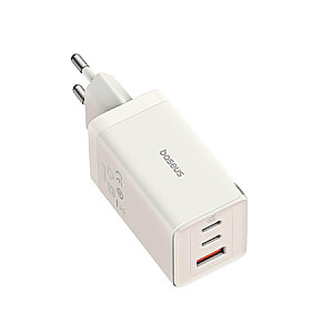 Baseus GaN5, 2x USB-C + USB, 65 Вт + кабель 1 м (белый)