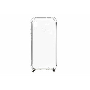 Huawei Y6 2019 Силиконовый ТПУ Прозрачный с ремешком-ожерельем Серебристый