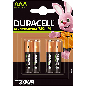 Duracell AAA/R03 750mAh akumulators 4 gab.