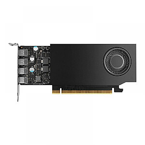 PNY NVIDIA A1000 8GB GDDR6 128bit zema profila PCIe 4.0x8 viena slota 4x mini DisplayPort 1.4a 50W LP kronšteins 4x mDP uz DP Retail