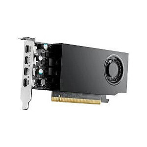 PNY NVIDIA A1000 8 ГБ GDDR6, 128 бит, низкопрофильный, PCIe 4.0 x8, один слот, 4 порта Mini DisplayPort 1.4a, 50 Вт, кронштейн LP, 4 адаптера mDP на DP, розничная продажа