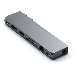 Satechi Pro Hub Max USB-C для MacBook (2x USB-C, USB-A, 4K HDMI, устройство чтения карт памяти micro/SD, Ethernet, гнездо) (серый космос)