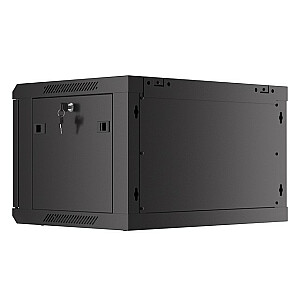Szafa wisząca 19 cali 6U 600x450 drzwi perforowane (flat pack) czarna