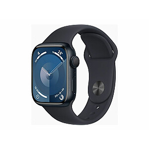 Apple Watch Series 9 GPS, алюминиевый корпус Midnight, 41 мм, спортивный ремешок Midnight — M/L