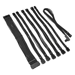 Комплект удлинителя плетеного кабеля Kolink Core Pro 12 В-2x6, тип 2 — угольно-черный