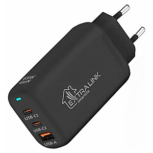 Быстрое зарядное устройство Extralink Smart Life, 65 Вт, GaN | Зарядное устройство | 2x USB-C, USB-A, CHARESL02