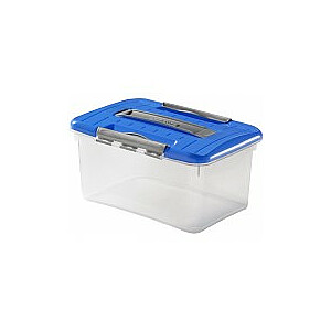 Коробка с крышкой и ручкой Hobby Optima 15л 37,4x28x21см прозрачная / синяя