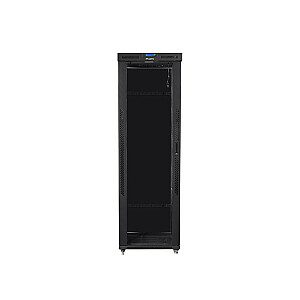 Отдельностоящий стоечный шкаф 19 дюймов 47U 800х1200мм, стеклянная дверь ЖК-дисплея (FLAT PACK) черный