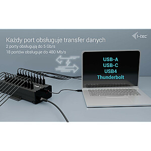 i-tec USB-C/USB-A Metal Charging + data HUB 15W per port 20x USB-C