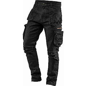 Darba bikses ar 5 kabatām no džinsa, melnas, XS izmērs