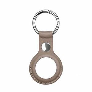 iLike AirTag PU Leather Key Ring Keychain Case Dark Brown
