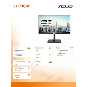 Monitor 27 cali VA27UQSB DP+HDMI*2+SPK+USB 