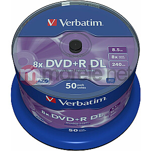 Verbatim DVD+R DL 8,5 ГБ 8x 50 шт. (43758)