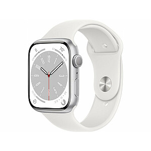 Viedpulkstenis Apple Watch 8 GPS 45 mm Silver Alu Sport White (MP6N3)