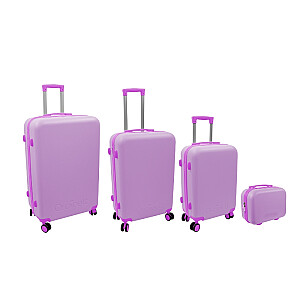 Набор чемоданов из 4 штук 98L (48x29x75cm) + 60L (42x25x64cm) + 43L ( 36x23x56cm) + 15L (24x17x33cm) розовый